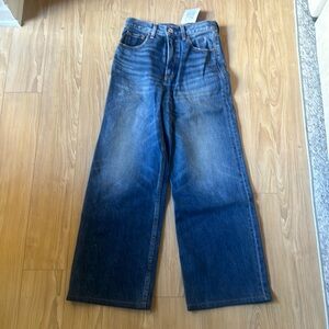 Moussy Wide-Leg Blue Denim Jeans